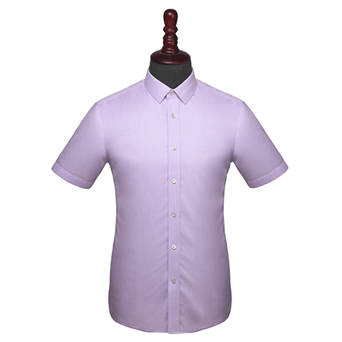 经典浪漫紫色波浪纹短袖衬衫
