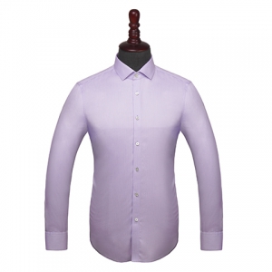 紫色细条纹长袖衬衫定制 