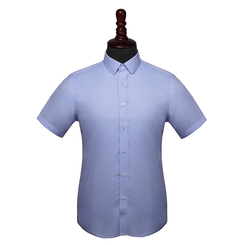 经典蓝色系列男士短袖衬衫(图1)