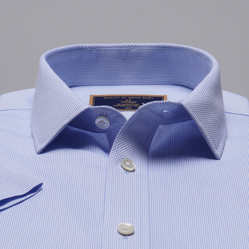 经典蓝色破浪纹男士短袖衬衫(图3)