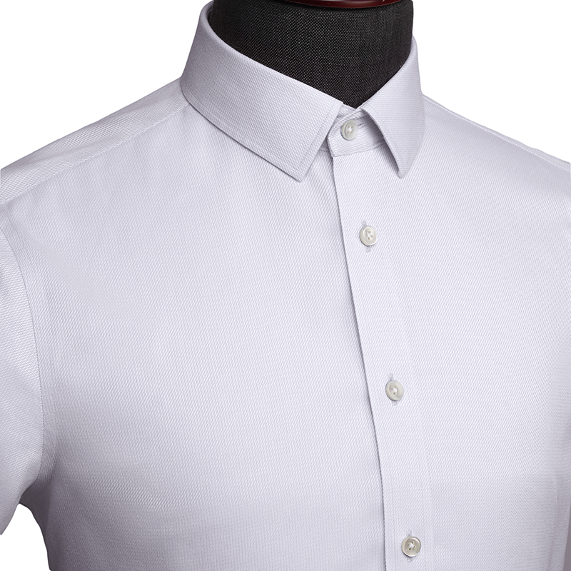 时尚白色菱形格短袖衬衫定制(图2)