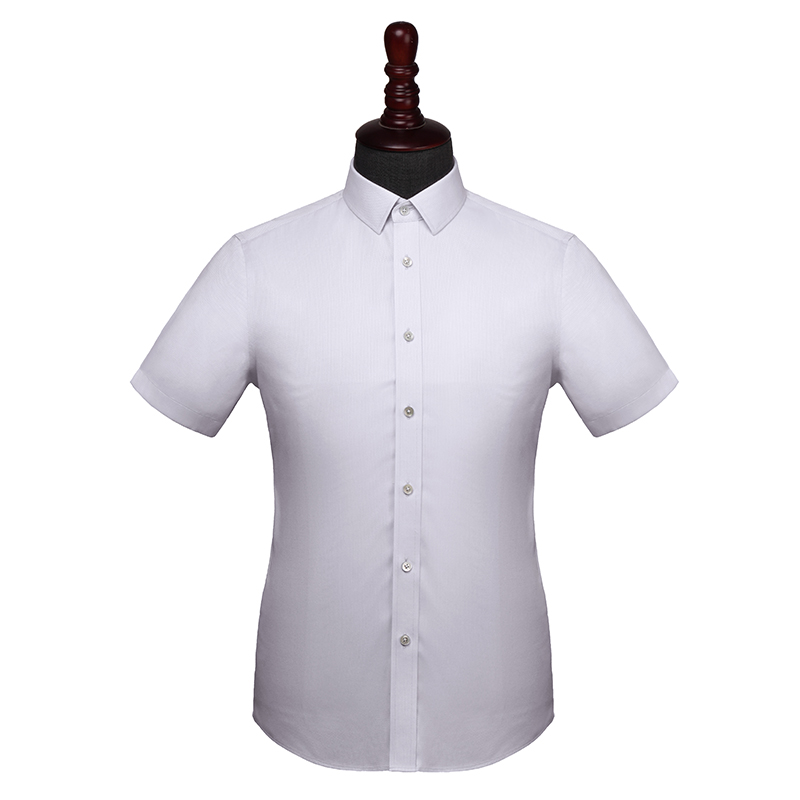 时尚白色菱形格短袖衬衫定制(图1)