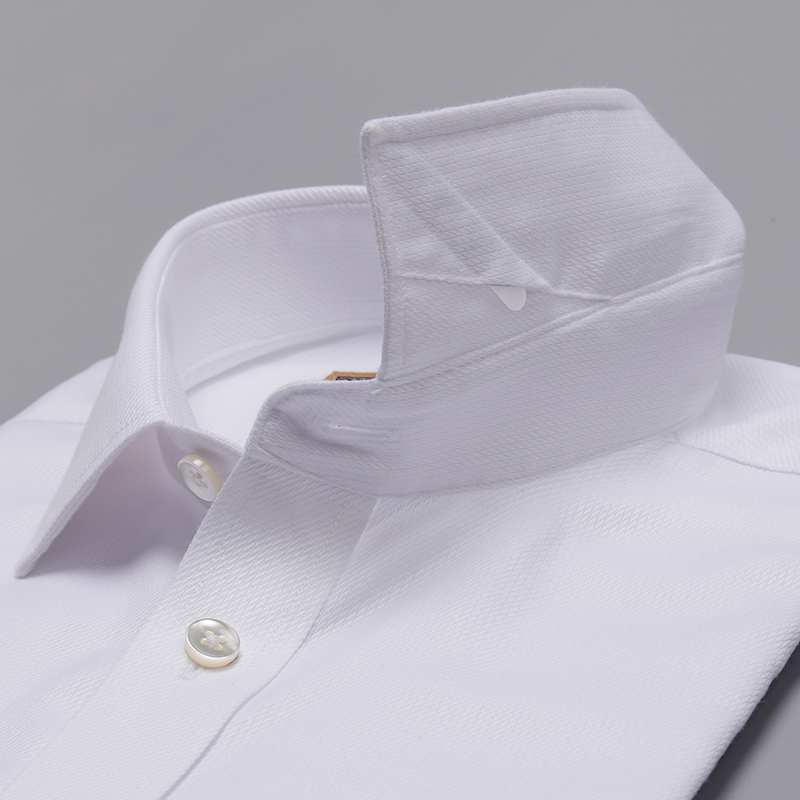 时尚白色菱形格短袖衬衫定制(图4)