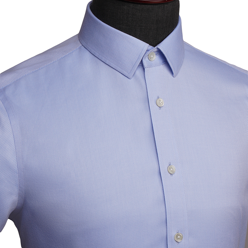 菱形格蓝色短袖衬衫定制(图2)