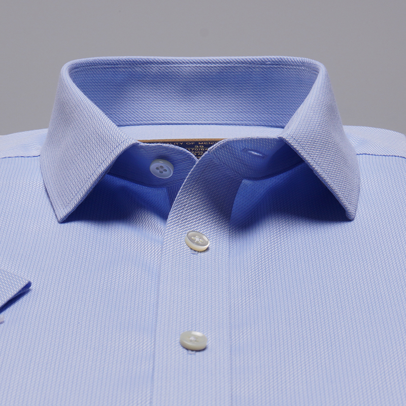 菱形格蓝色短袖衬衫定制(图3)