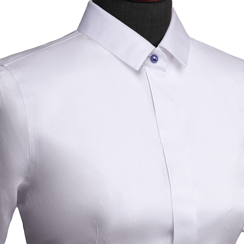 时尚白色女款长袖衬衫定制(图2)