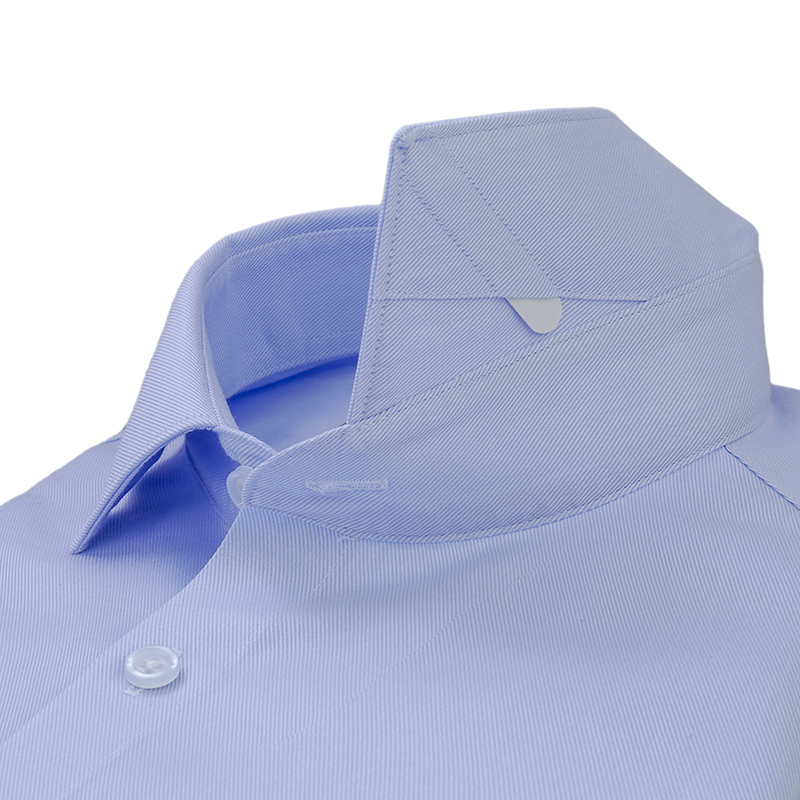 蓝色基础款斜纹长袖衬衫(图3)