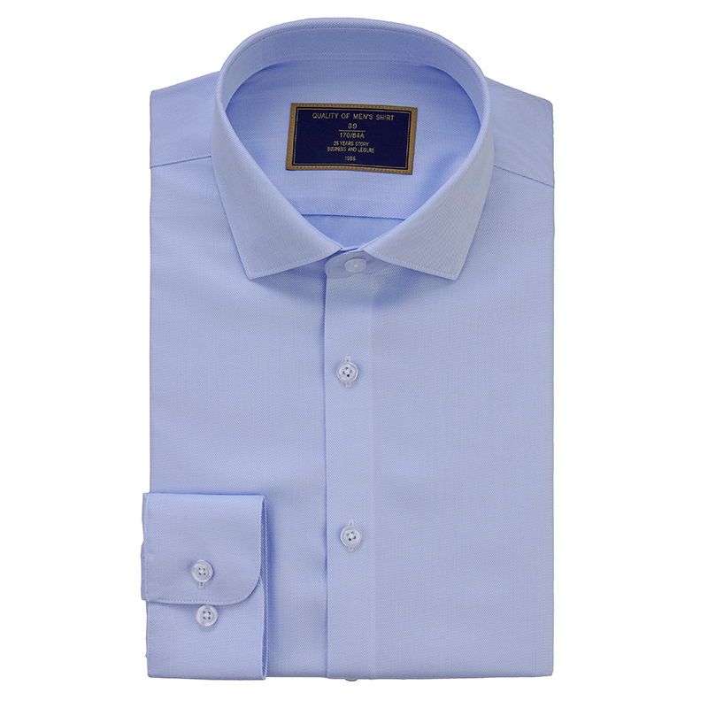 蓝色基础款斜纹长袖衬衫(图5)