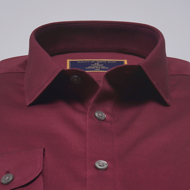 酒红色商务男士长袖衬衫(图3)
