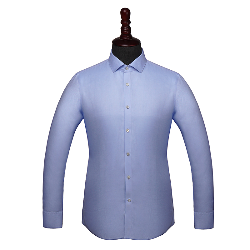 经典蓝色人字纹系列长袖衬衫(图1)