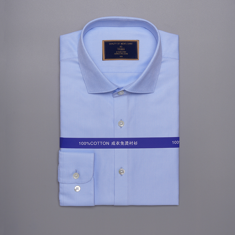经典蓝色人字纹系列长袖衬衫(图3)