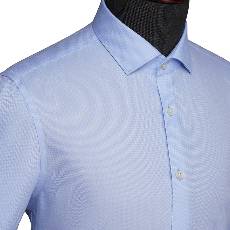经典蓝色人字纹系列长袖衬衫(图2)