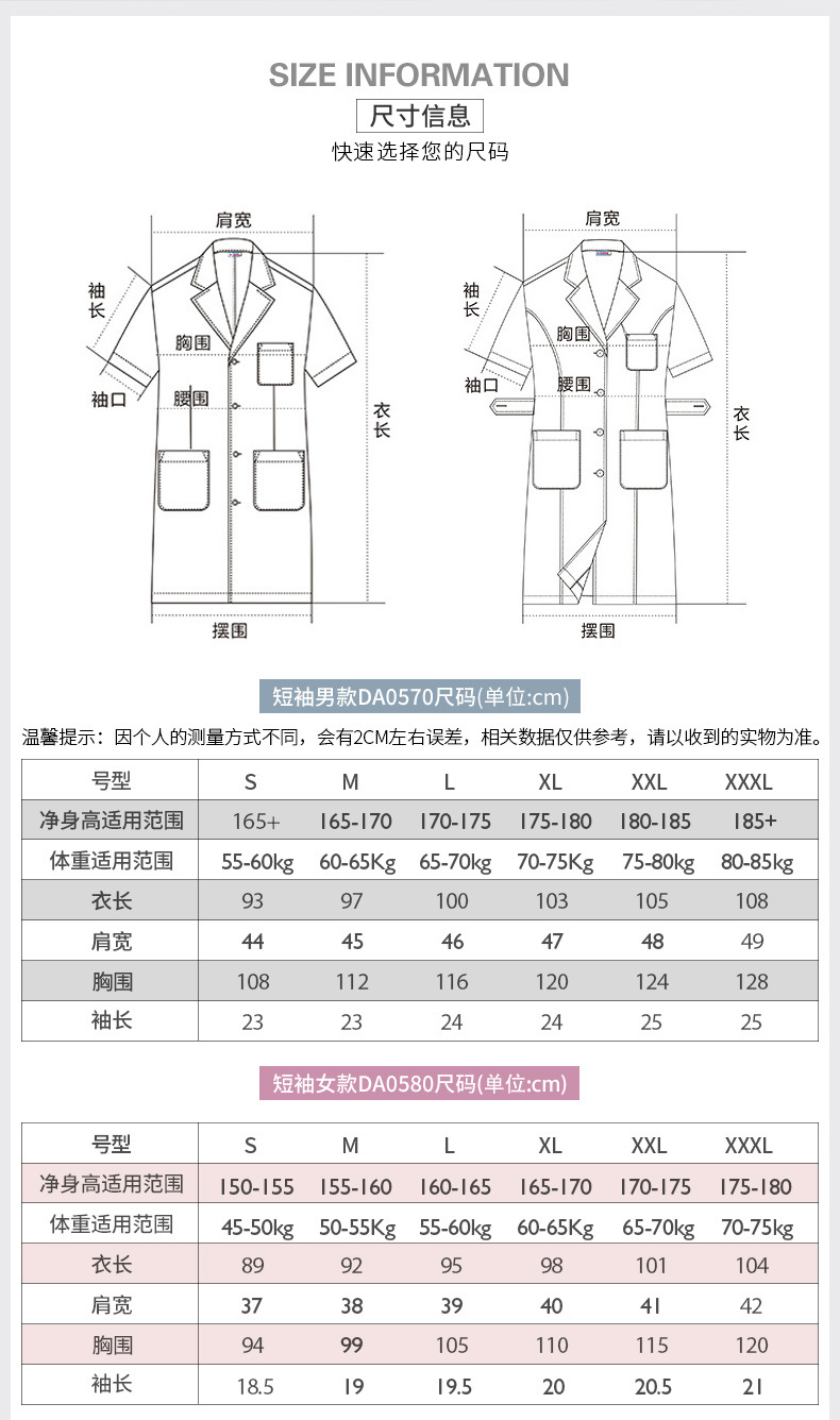 高档夏季短袖医护白大褂工作服(图7)