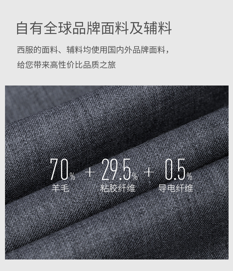 男女70%羊毛外套灰色高级职业装西服(图2)